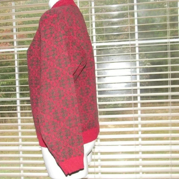 Vintage WOOLRICH Red Green Chunky Wool Blend Green Red Sweater Size  Large - Picture 3 of 4
